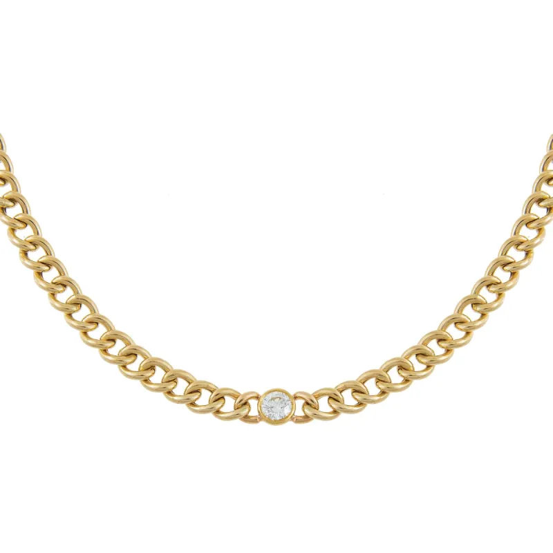 Diamond Bezel X Cuban Link Choker 14K sold by Adina Eden's