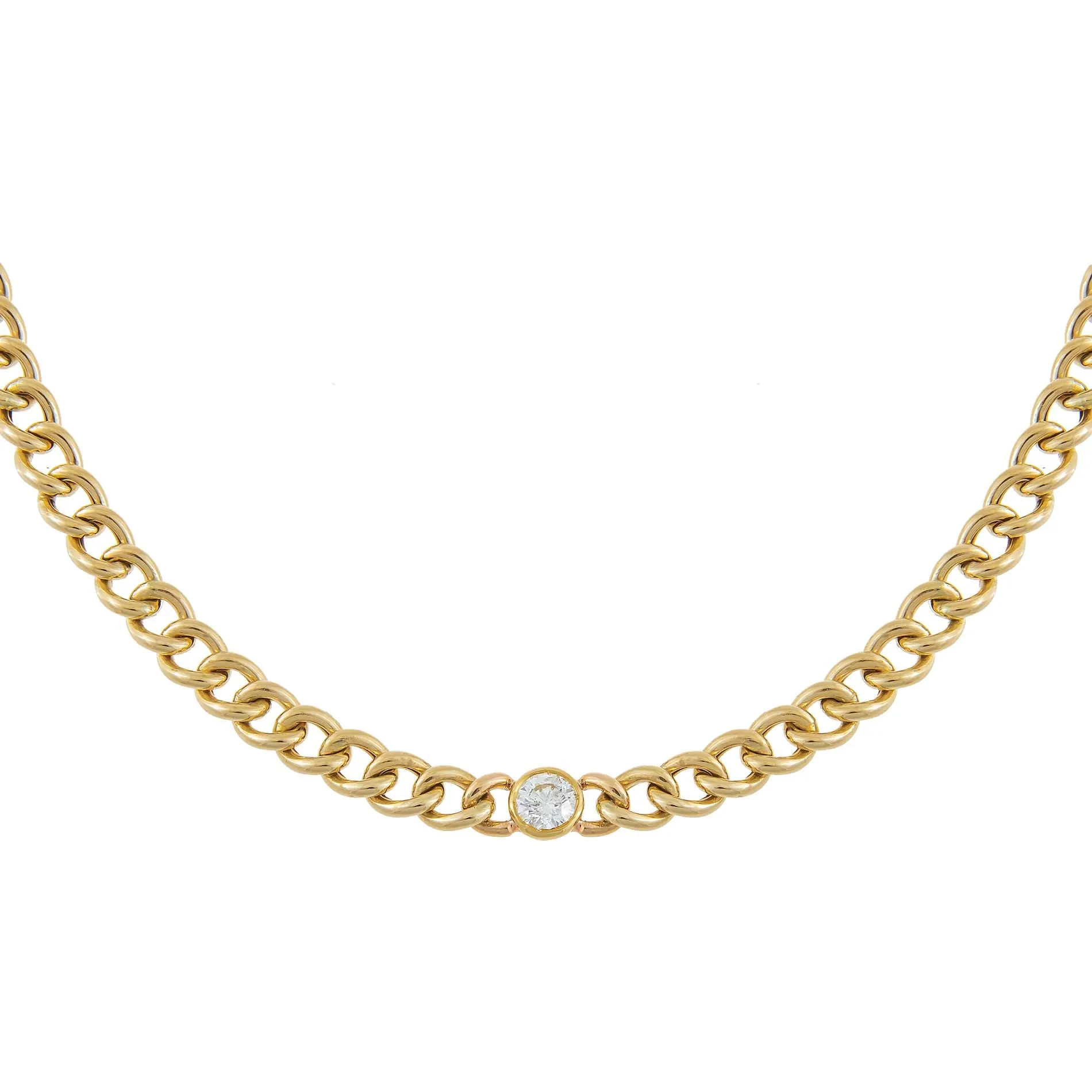 Diamond Bezel X Cuban Link Choker 14K sold by Adina Eden's