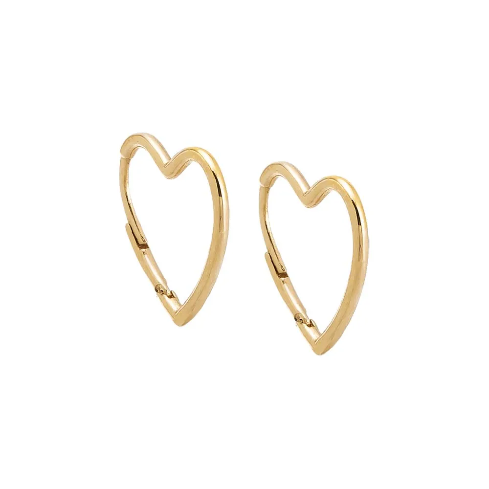 Solid Open Heart Huggie Earring 14K sold by Adina Eden's