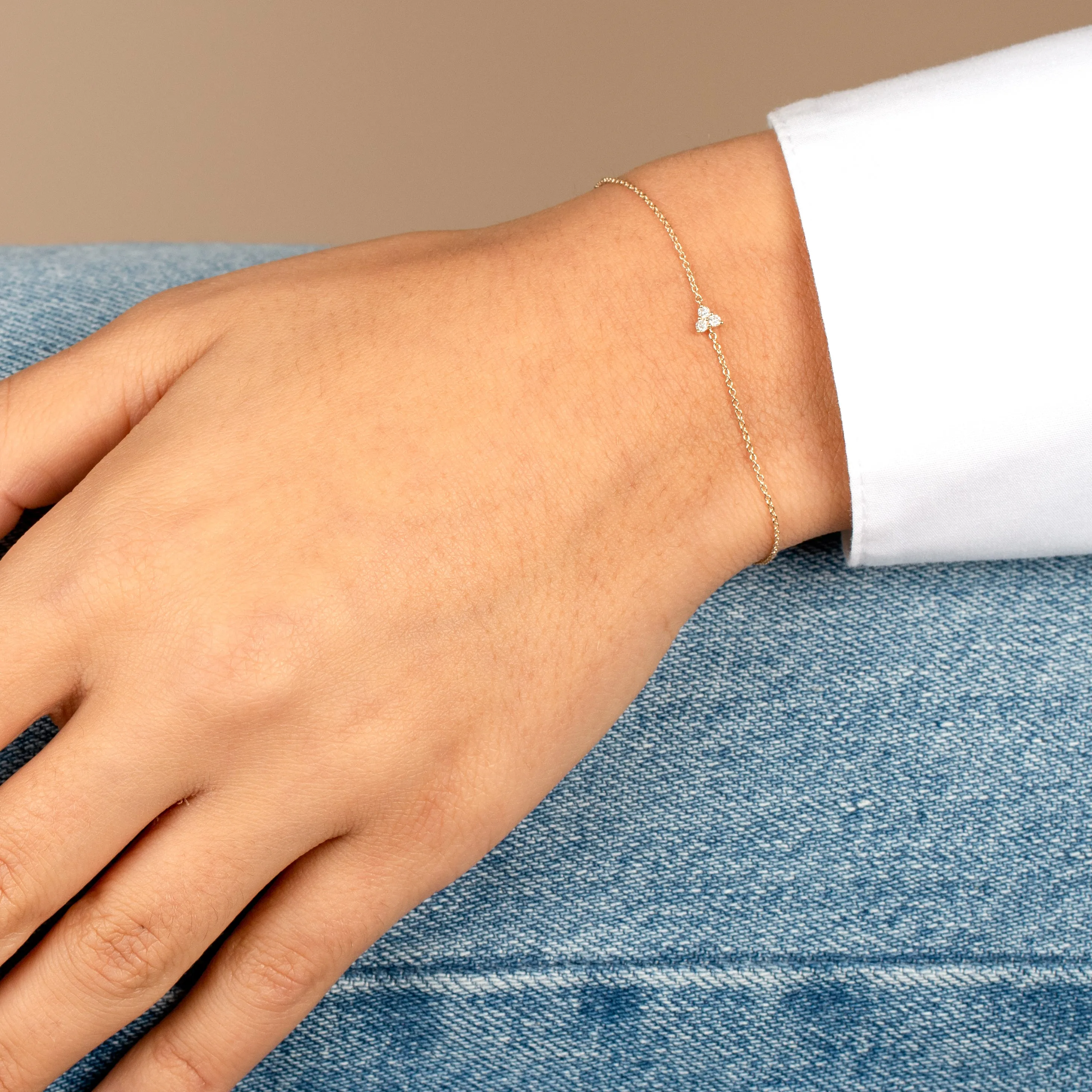 Diamond Dainty Trio Cluster Bracelet 14K sold by Adina Eden's product image thumbnail 2