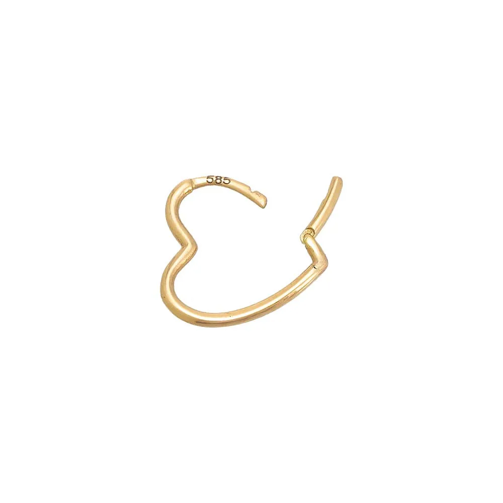 Solid Open Heart Huggie Earring 14K sold by Adina Eden's product image thumbnail 4