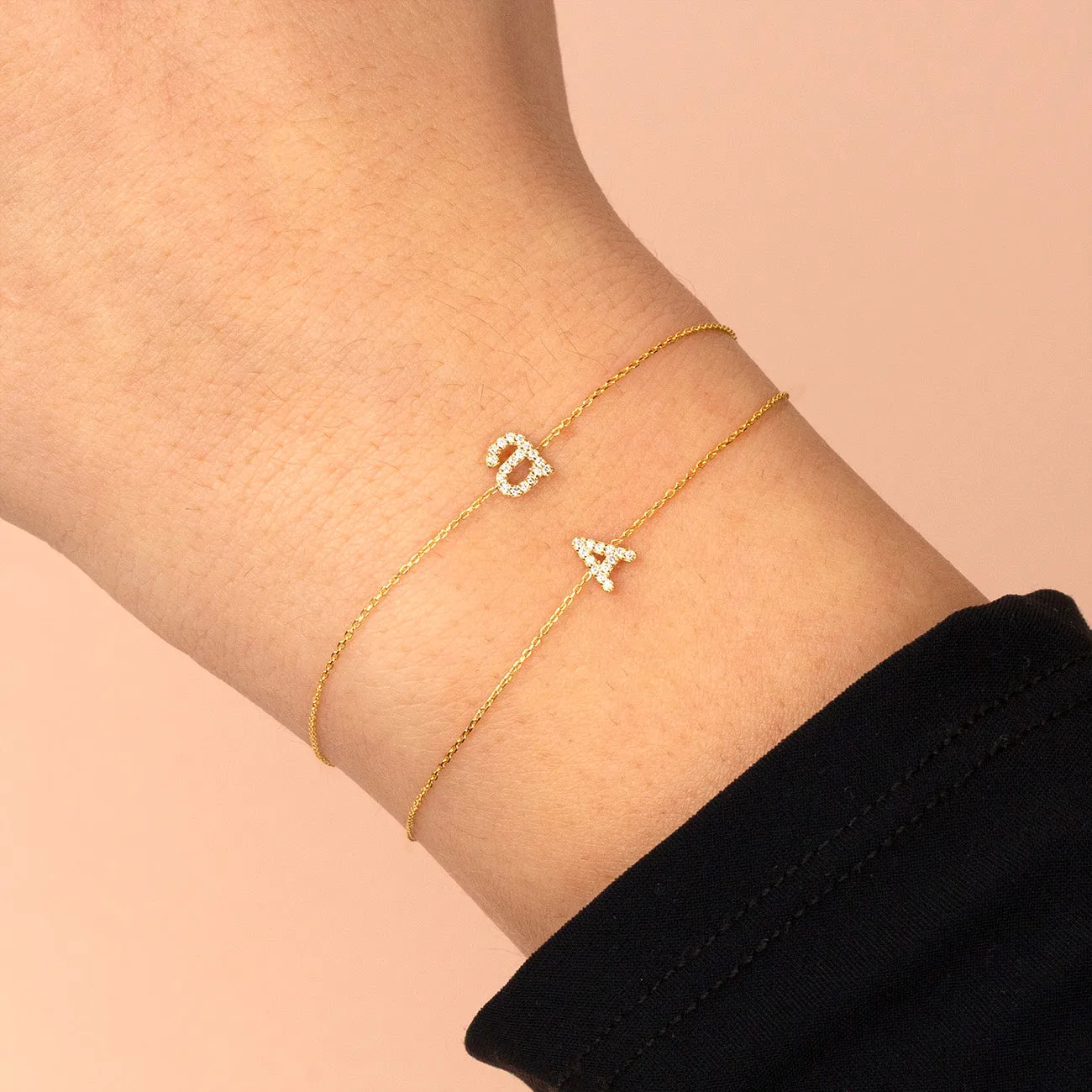 Diamond Lowercase Initial Bracelet 14K sold by Adina Eden's product image thumbnail 3