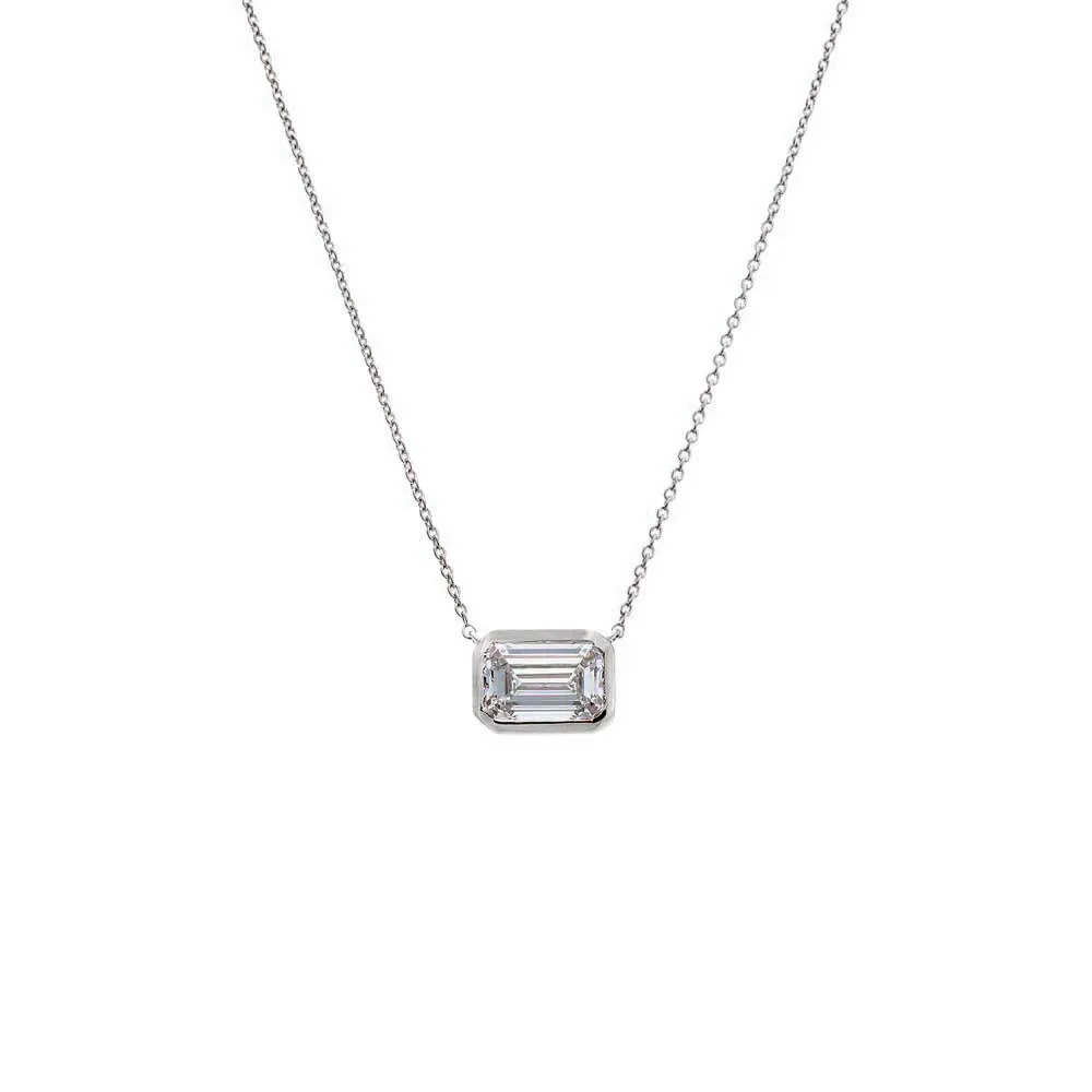 Lab Grown Diamond Emerald Bezel Necklace 14K sold by Adina Eden's product image thumbnail 5
