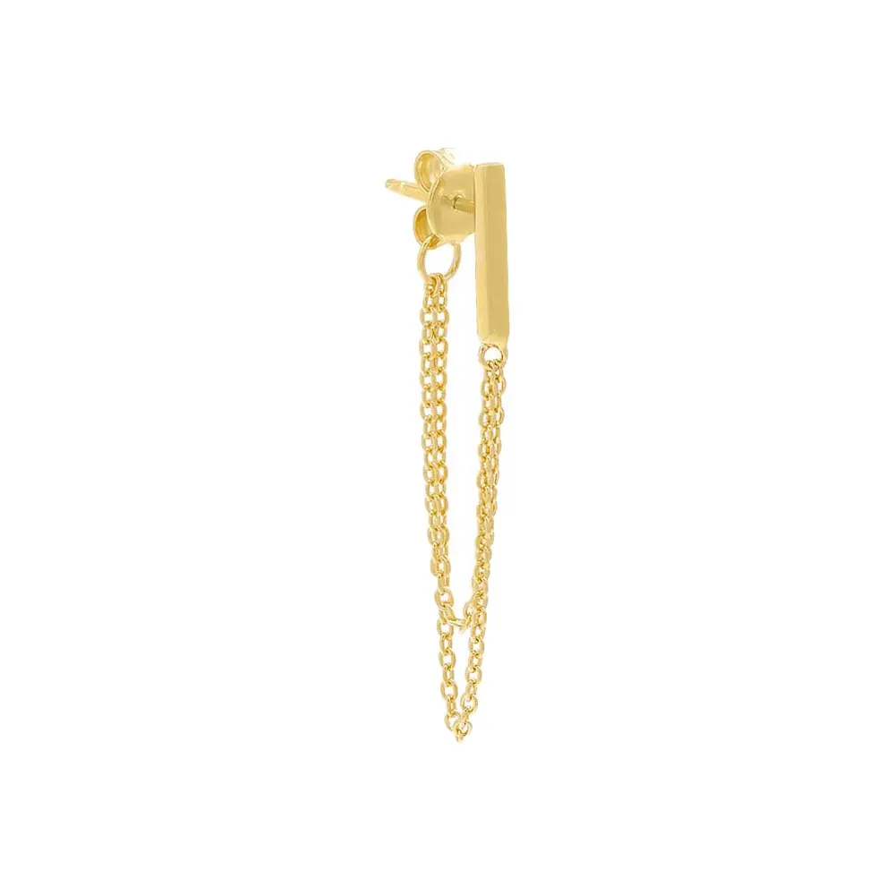 Solid Bar Front Back Multi Chain Stud Earring sold by Adina Eden's product image thumbnail 3