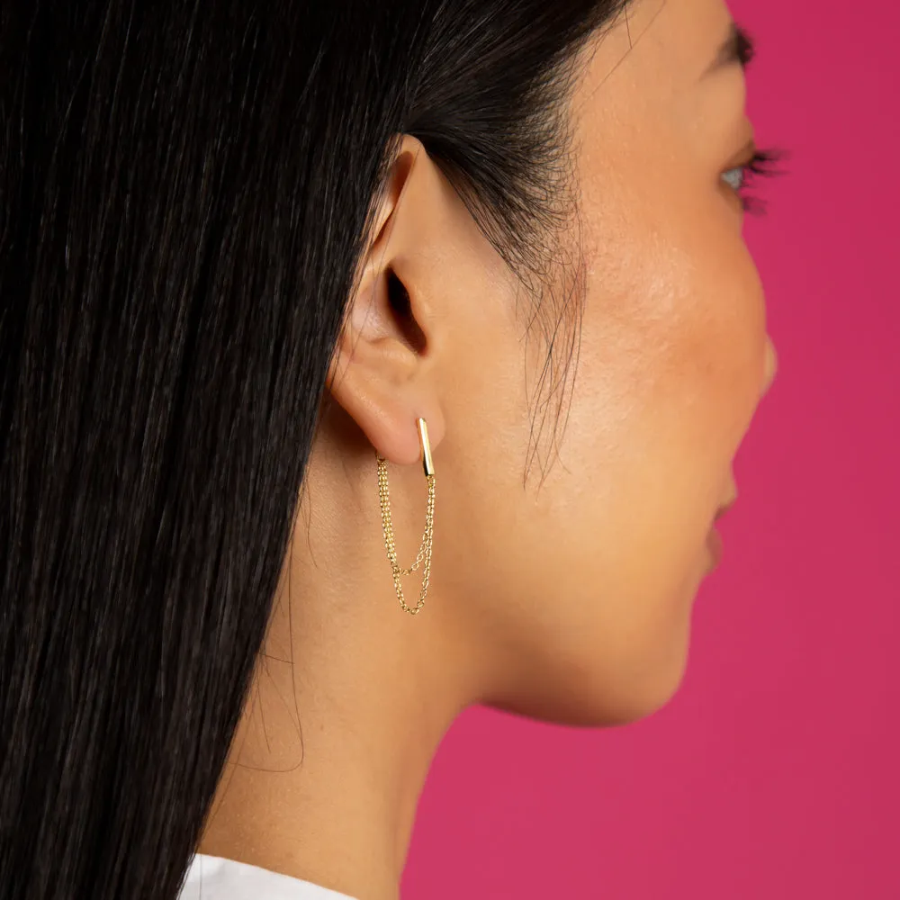 Solid Bar Front Back Multi Chain Stud Earring sold by Adina Eden's product image thumbnail 2