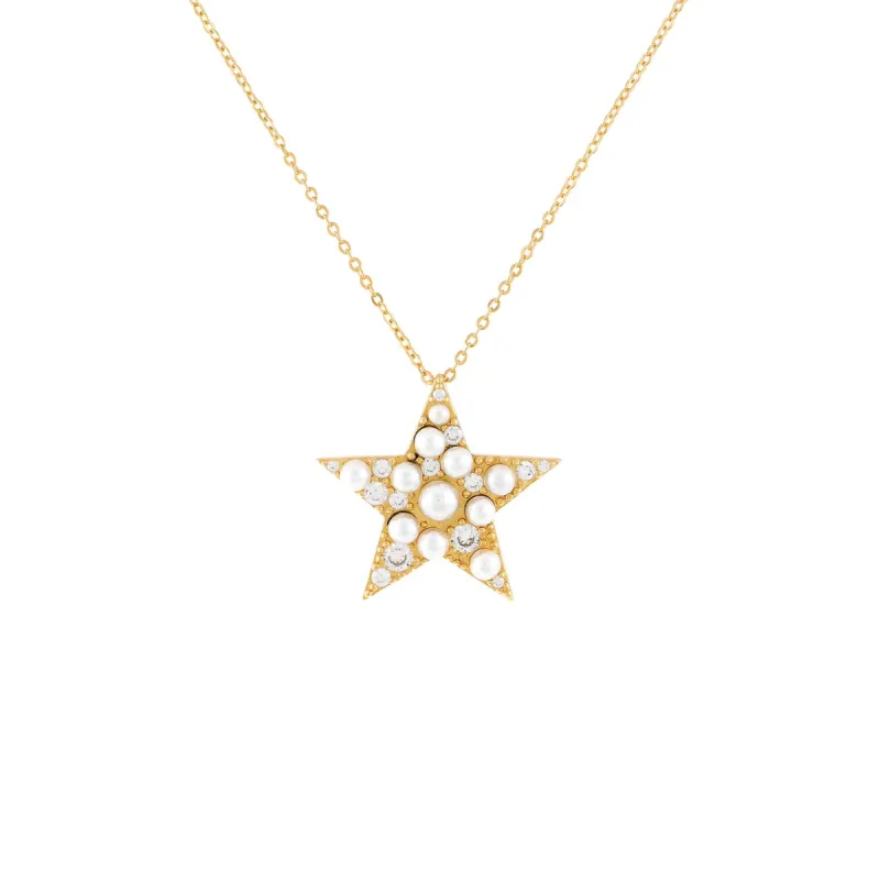 CZ Pearl Star Necklace sold by Adina Eden's