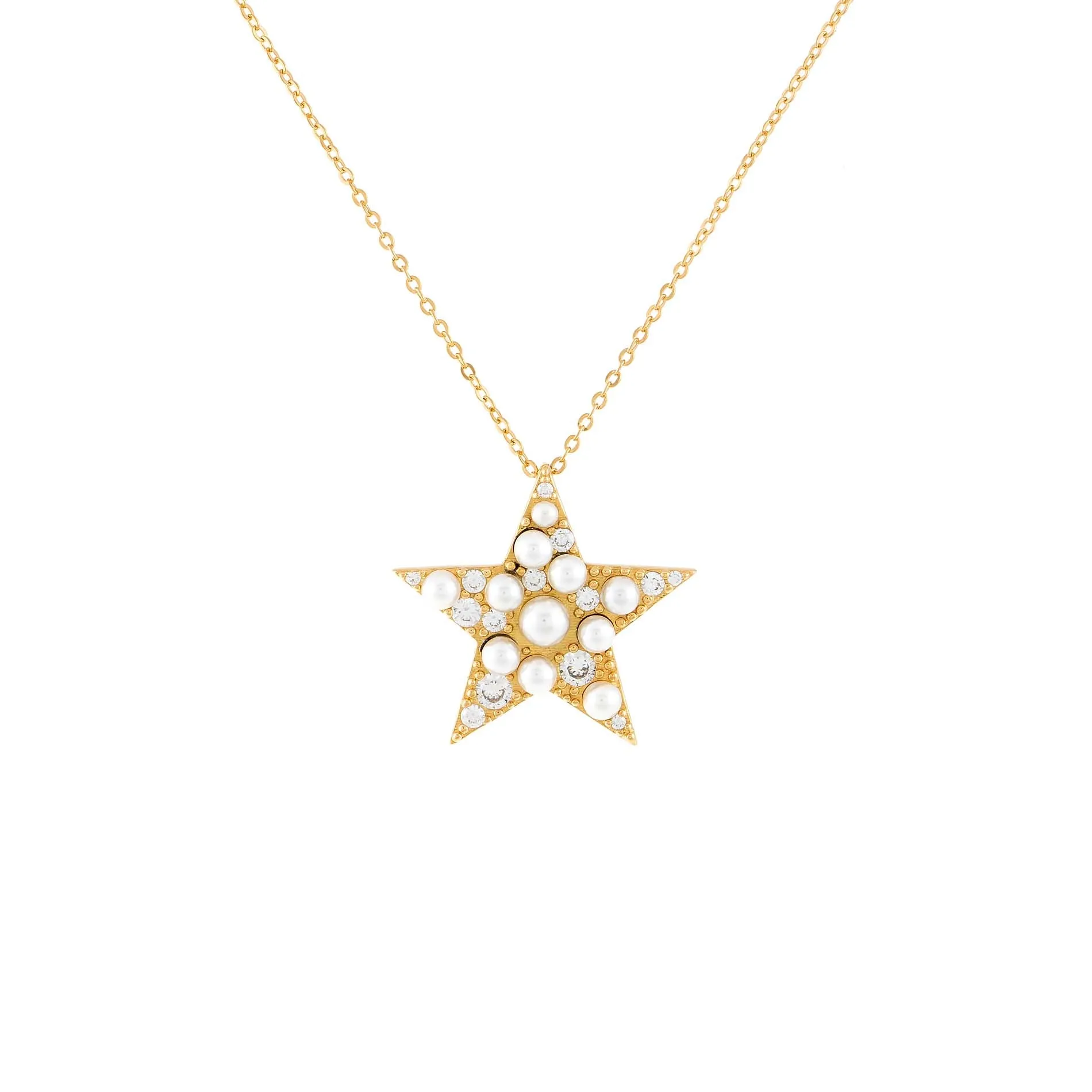 CZ Pearl Star Necklace sold by Adina Eden's