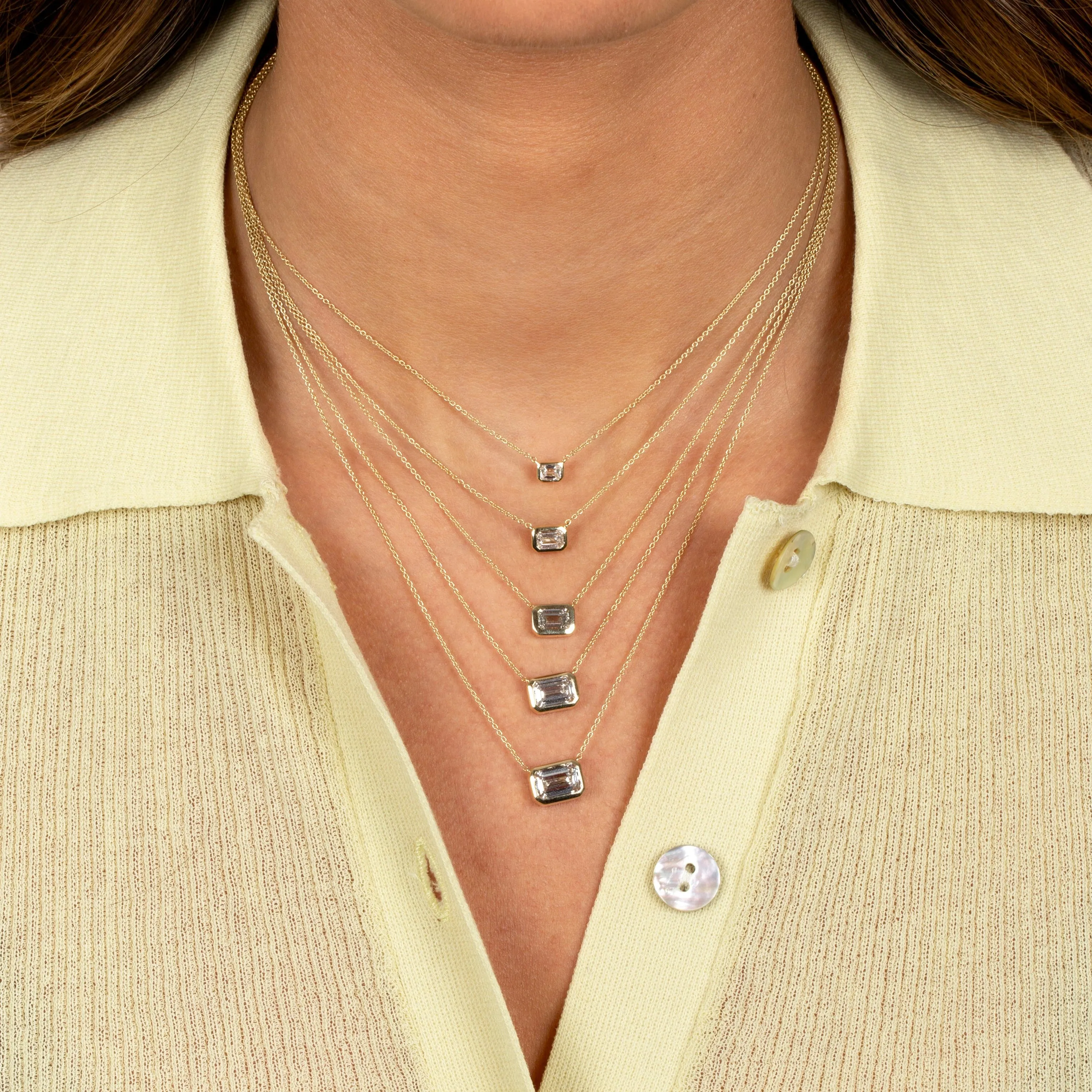 Lab Grown Diamond Emerald Bezel Necklace 14K sold by Adina Eden's product image thumbnail 4