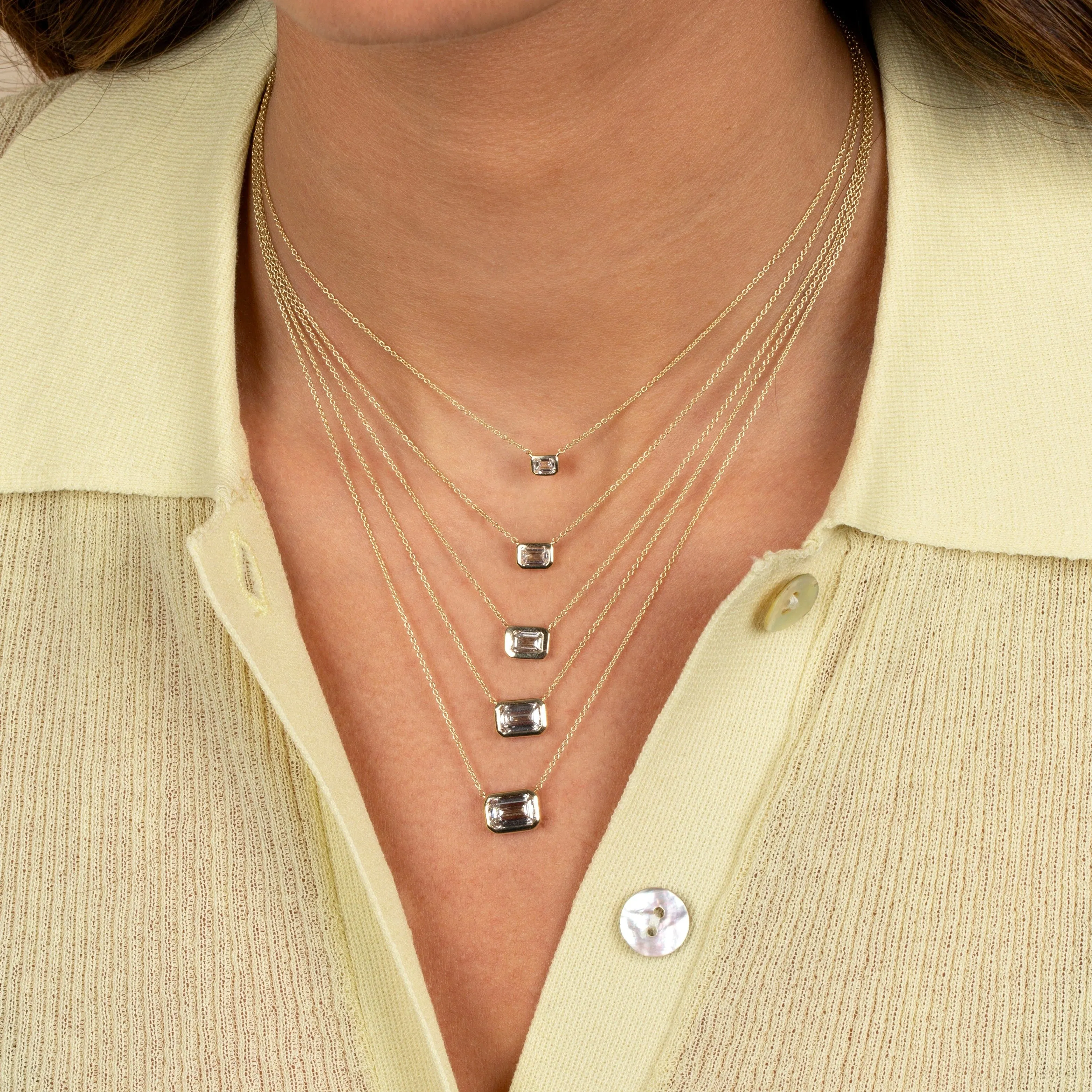 Lab Grown Diamond Emerald Bezel Necklace 14K sold by Adina Eden's product image thumbnail 2