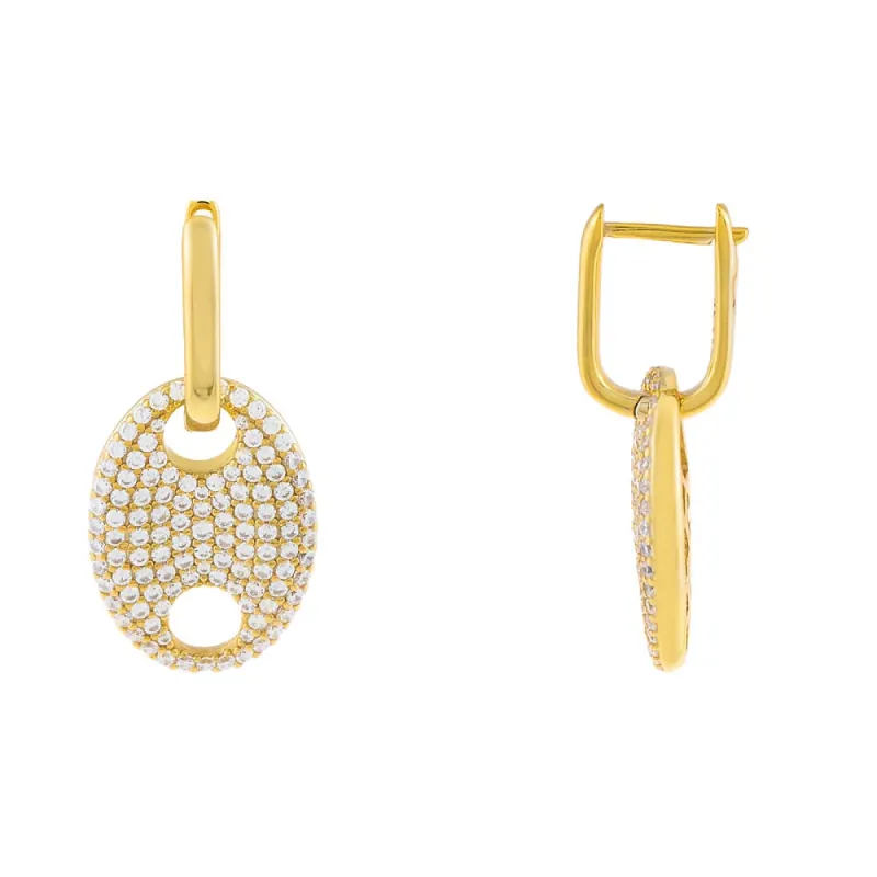 Large Pavé Mariner Charm Huggie Earring sold by Adina Eden's