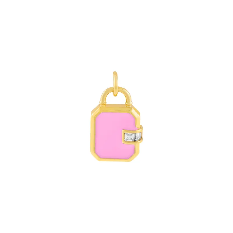 CZ Enamel Lock Charm sold by Adina Eden's