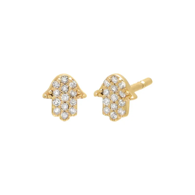 Petite Diamond Hamsa Earring 14K sold by Adina Eden's