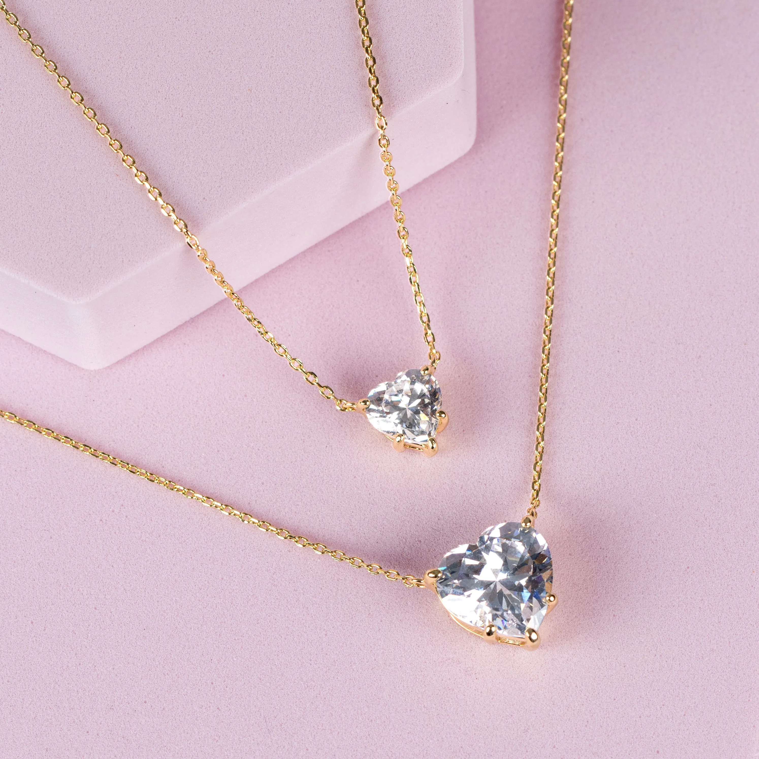 CZ Heart Shape Pendant Necklace sold by Adina Eden's product image thumbnail 4