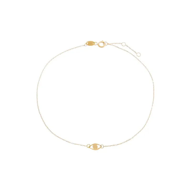 Solid Evil Eye Pendant Anklet 14K sold by Adina Eden's