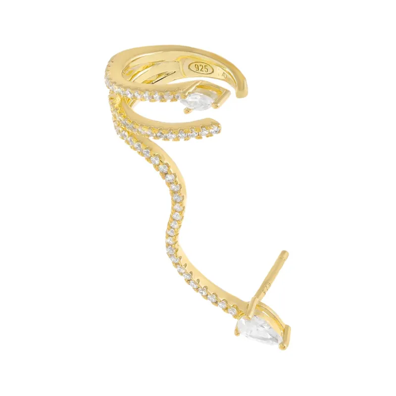 Pavé Teardrop Wrap Ear Cuff X Stud Earring sold by Adina Eden's