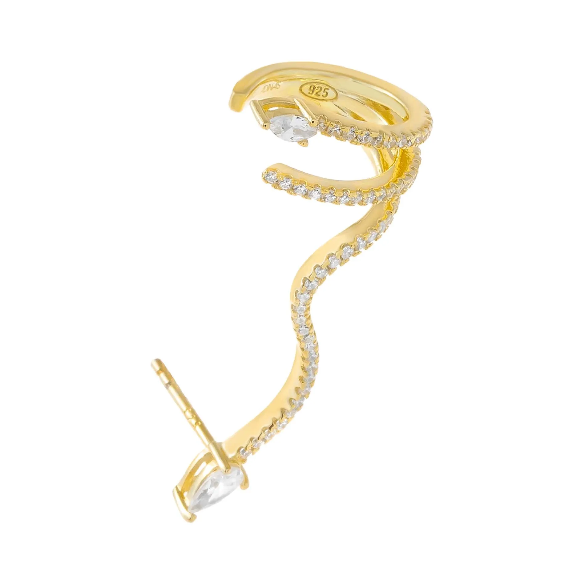 Pavé Teardrop Wrap Ear Cuff X Stud Earring sold by Adina Eden's product image thumbnail 3