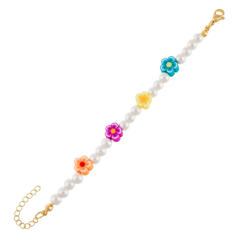 Neon Color Flower Pearl Bracelet sold by Adina Eden's