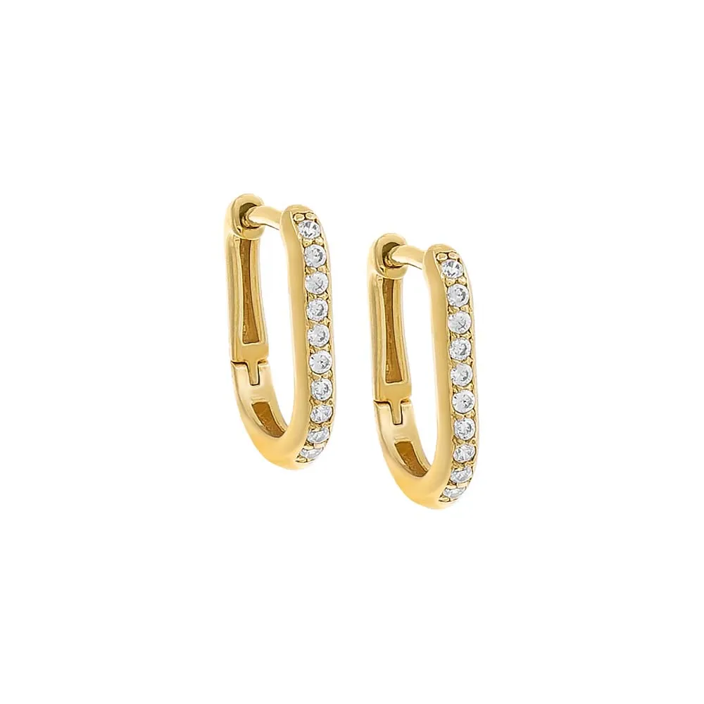 Diamond Oval Pavé Huggie Earring 14K sold by Adina Eden's