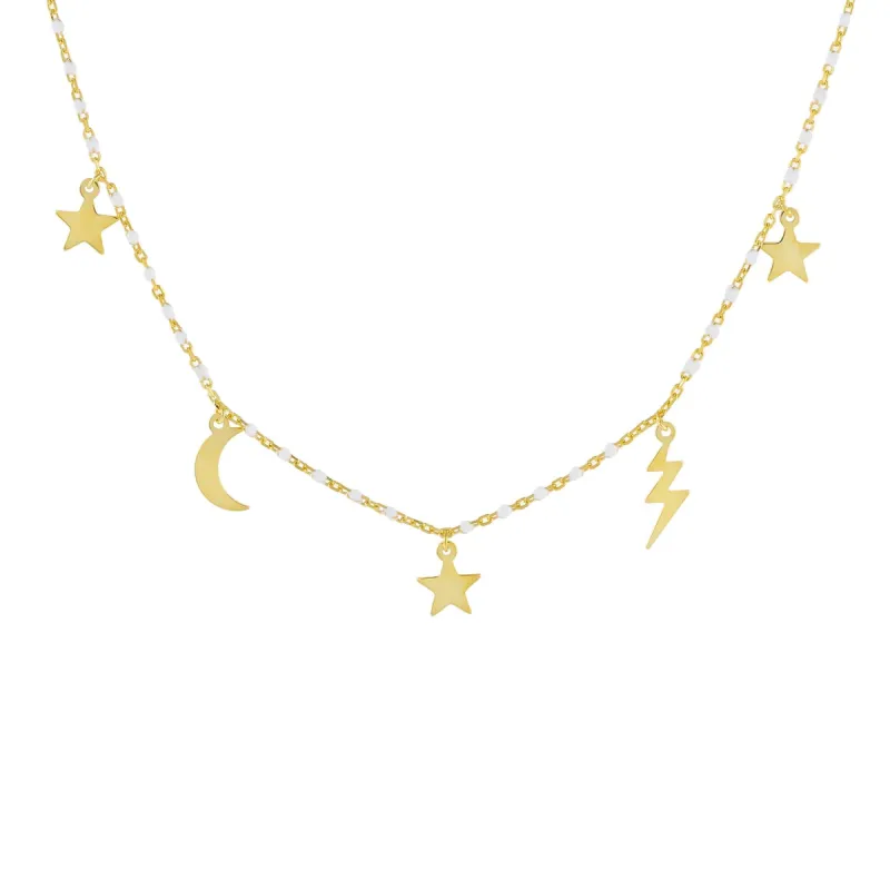 Celestial Enamel Beaded Necklace sold by Adina Eden's