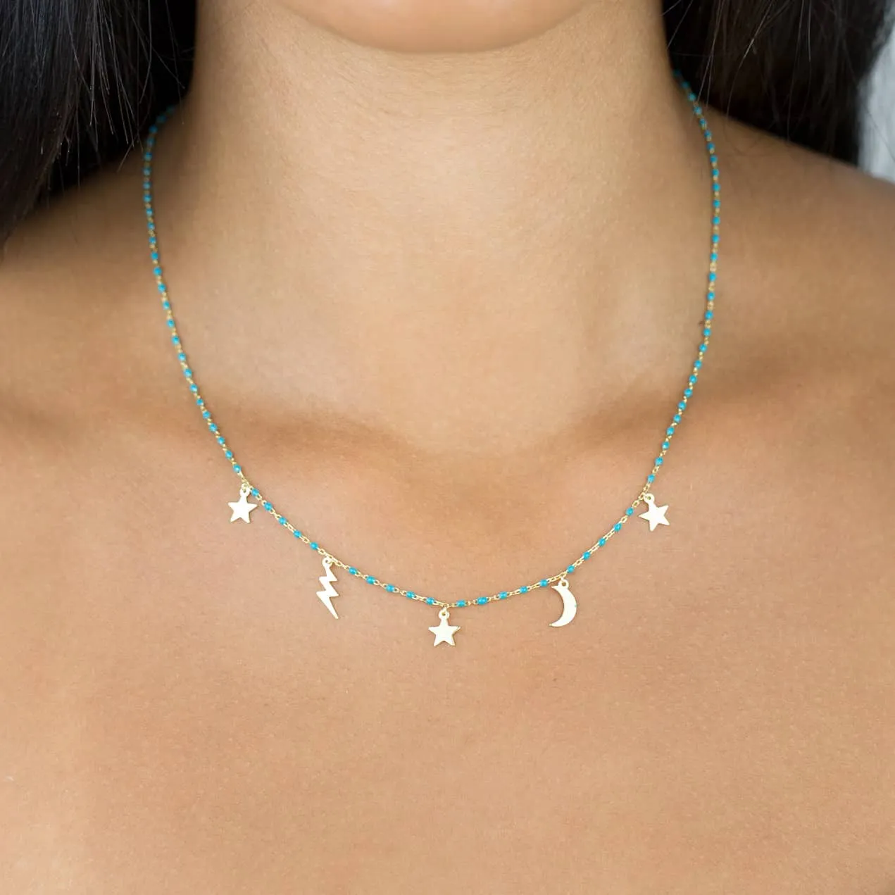 Celestial Enamel Beaded Necklace sold by Adina Eden's product image thumbnail 2