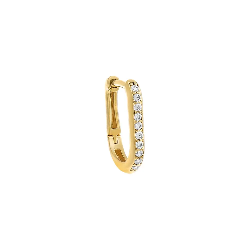 Diamond Oval Pavé Huggie Earring 14K sold by Adina Eden's product image thumbnail 3