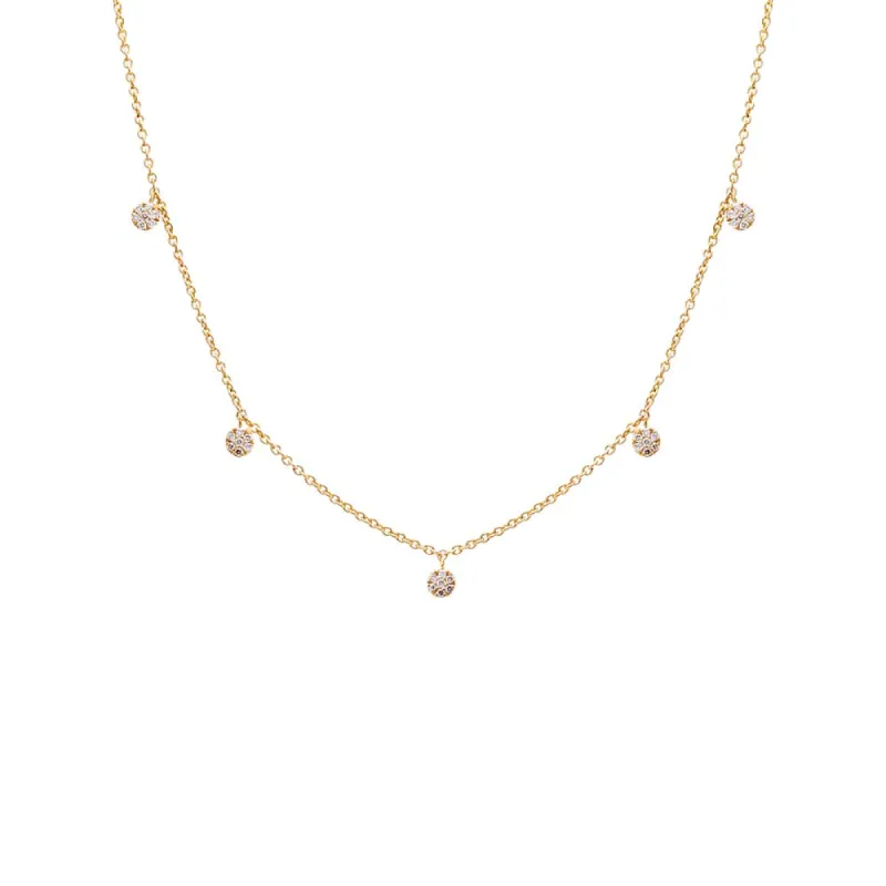 Diamond Pave Multi Dangling Round Pendant Necklace 14K sold by Adina Eden's
