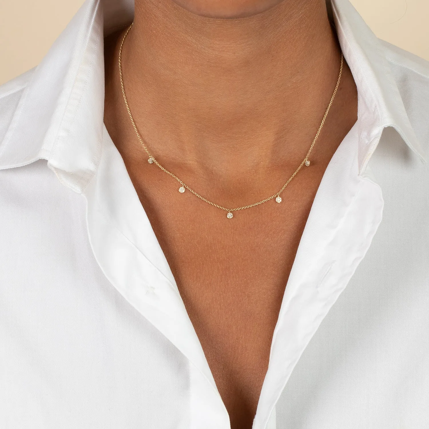 Diamond Pave Multi Dangling Round Pendant Necklace 14K sold by Adina Eden's product image thumbnail 2