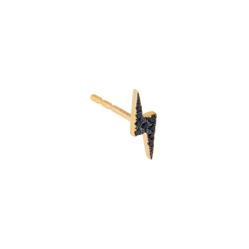 Diamond Onyx Lightning Bolt Stud Earring 14K sold by Adina Eden's