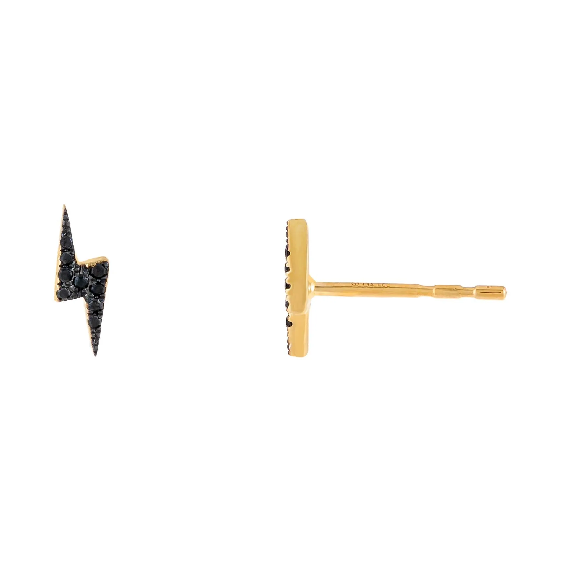 Diamond Onyx Lightning Bolt Stud Earring 14K sold by Adina Eden's product image thumbnail 3