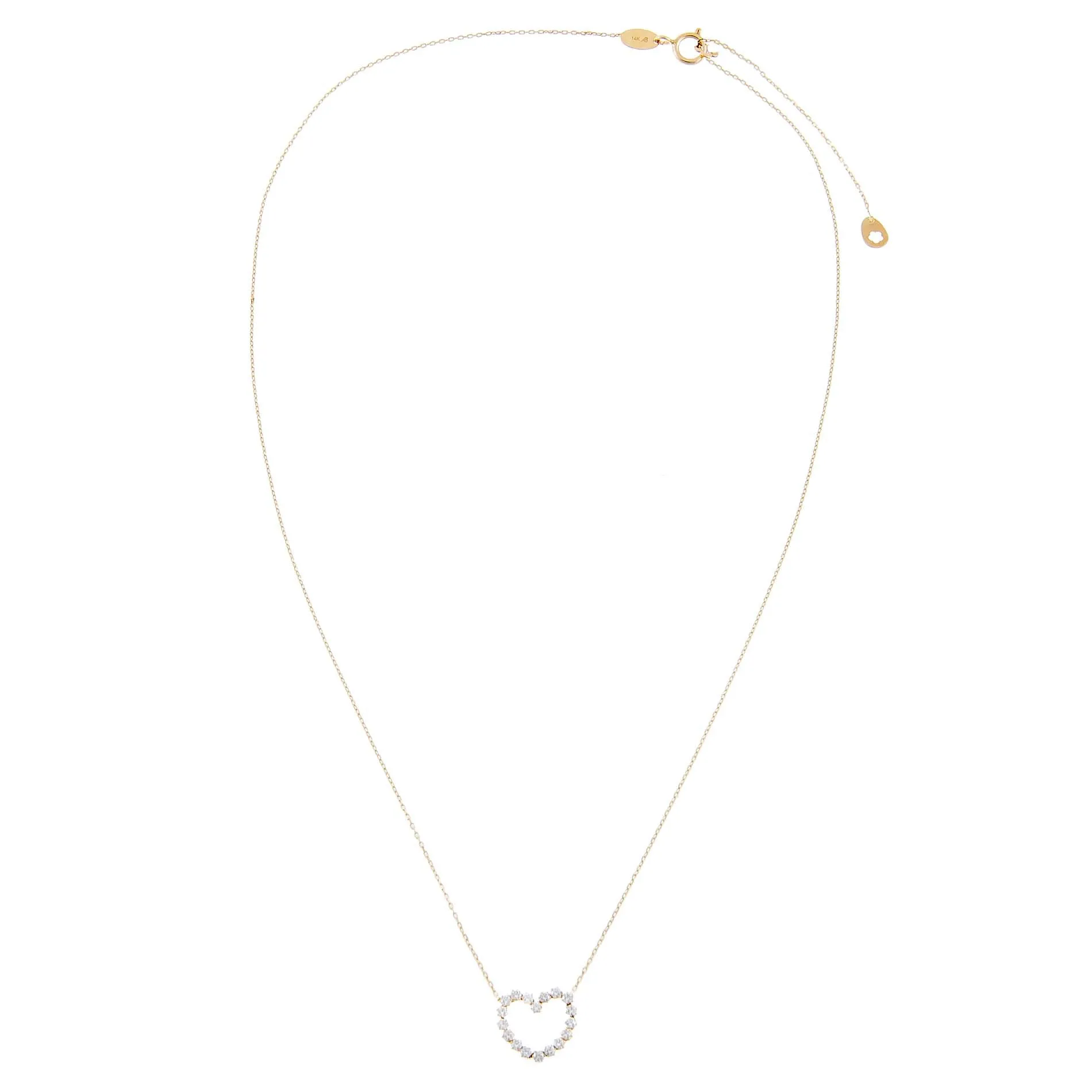 CZ Open Heart Necklace 14K sold by Adina Eden's product image thumbnail 3
