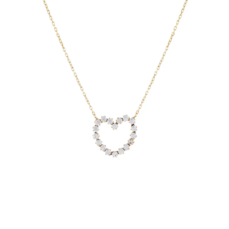 CZ Open Heart Necklace 14K sold by Adina Eden's