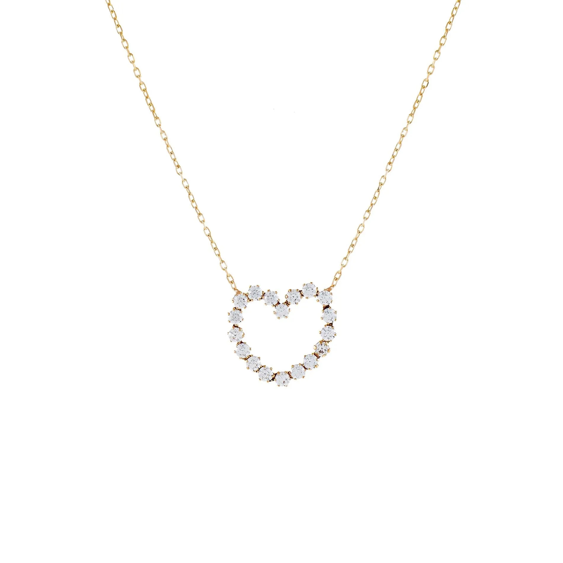 CZ Open Heart Necklace 14K sold by Adina Eden's