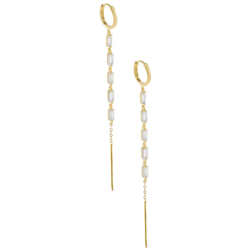 Baguette Drop Huggie Earring sold by Adina Eden's