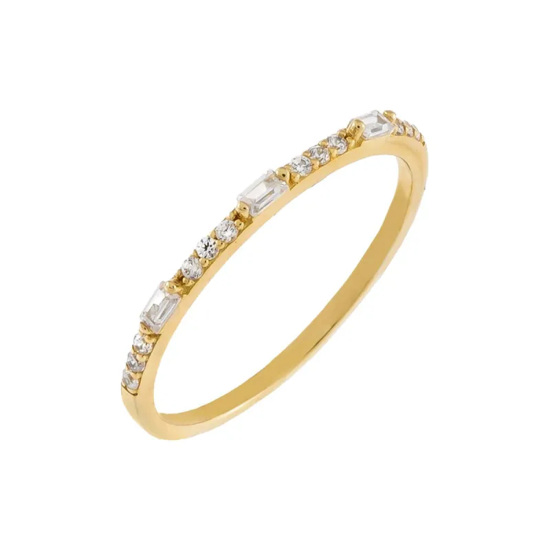 Mini Baguette X CZ Stone Ring 14K sold by Adina Eden's