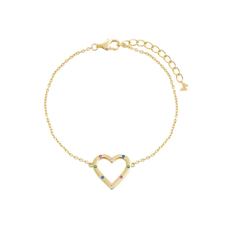 Colored Enamel Open Heart Bracelet sold by Adina Eden's