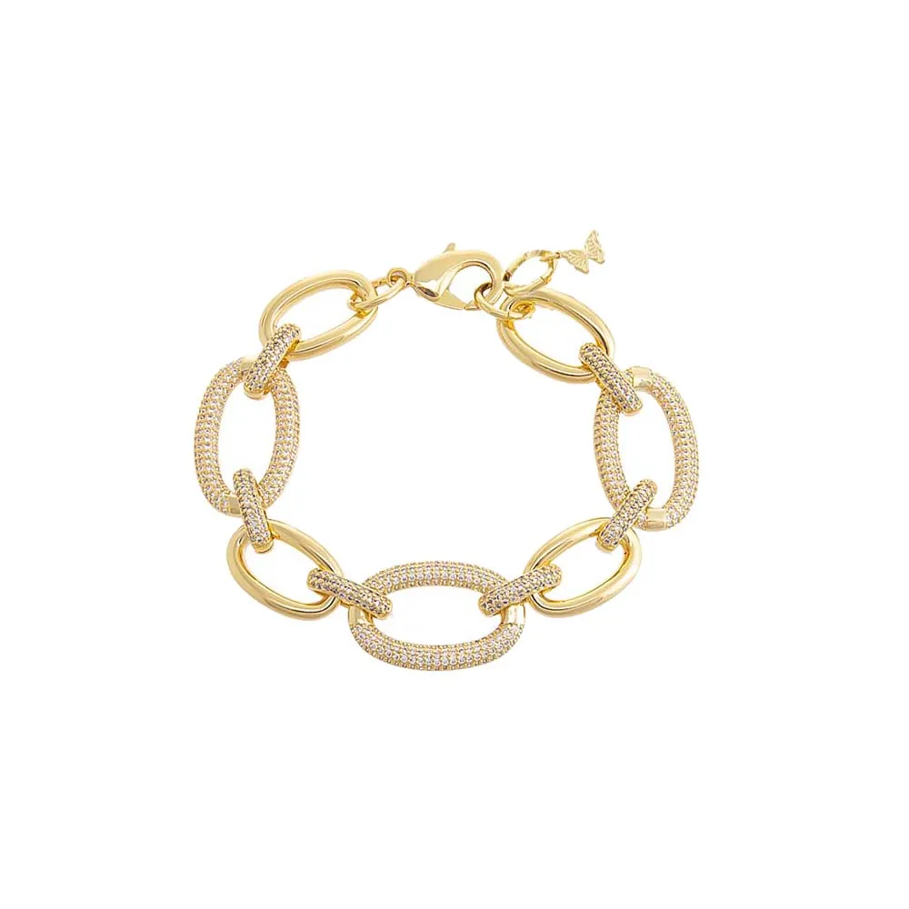 Solid/Pavé Chunky Link Bracelet sold by Adina Eden's