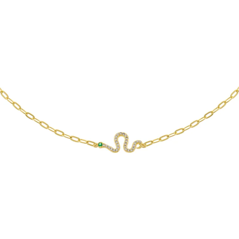 Pavé Snake Link Necklace sold by Adina Eden's