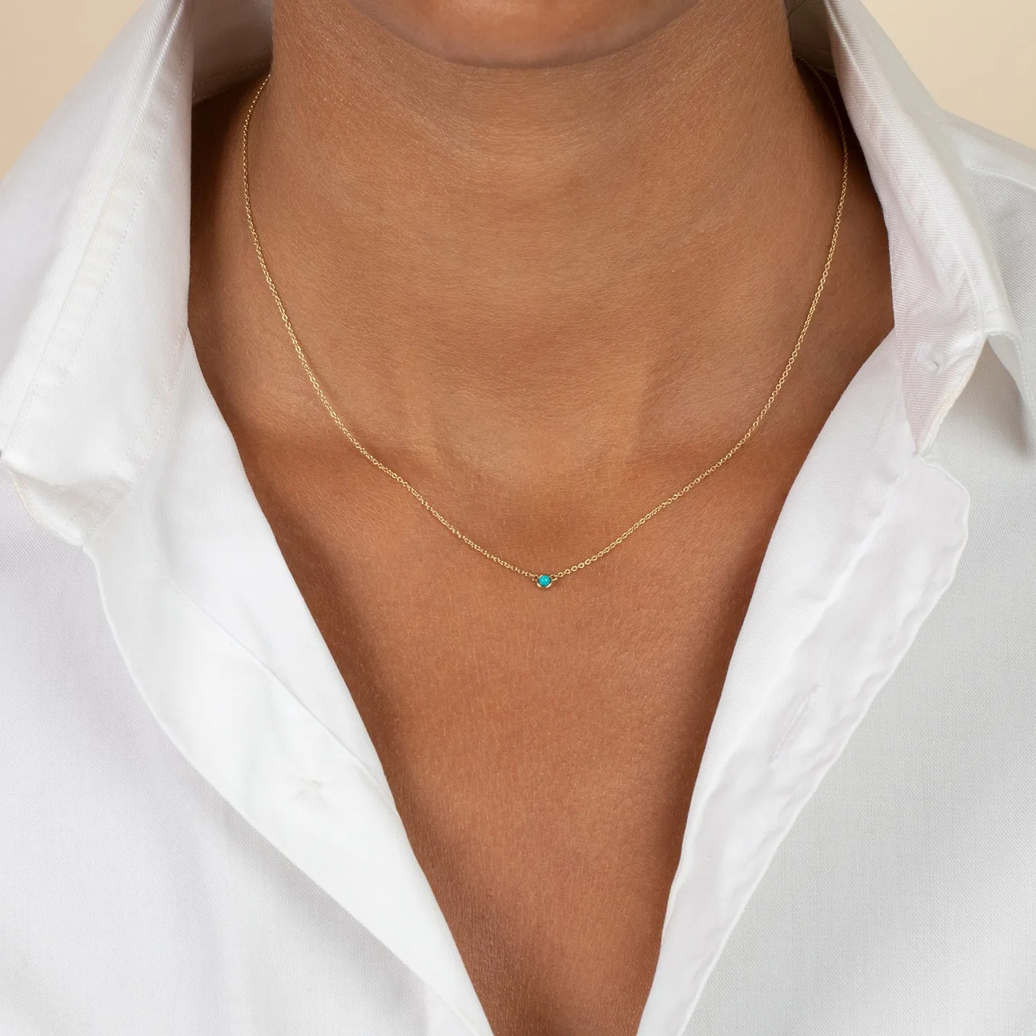 Turquoise Bezel Pendant Necklace 14K sold by Adina Eden's product image thumbnail 2