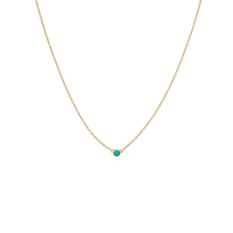 Turquoise Bezel Pendant Necklace 14K sold by Adina Eden's