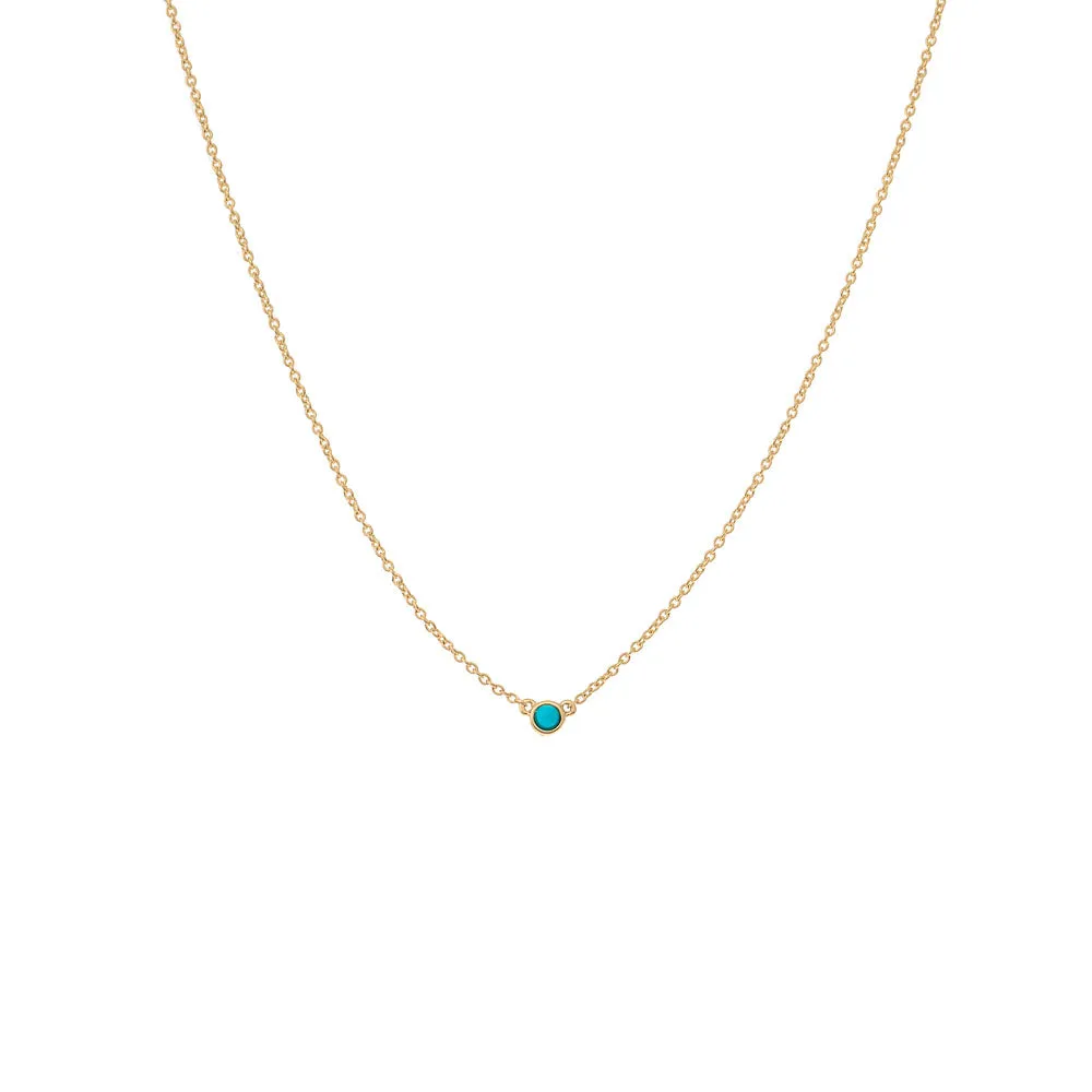 Turquoise Bezel Pendant Necklace 14K sold by Adina Eden's