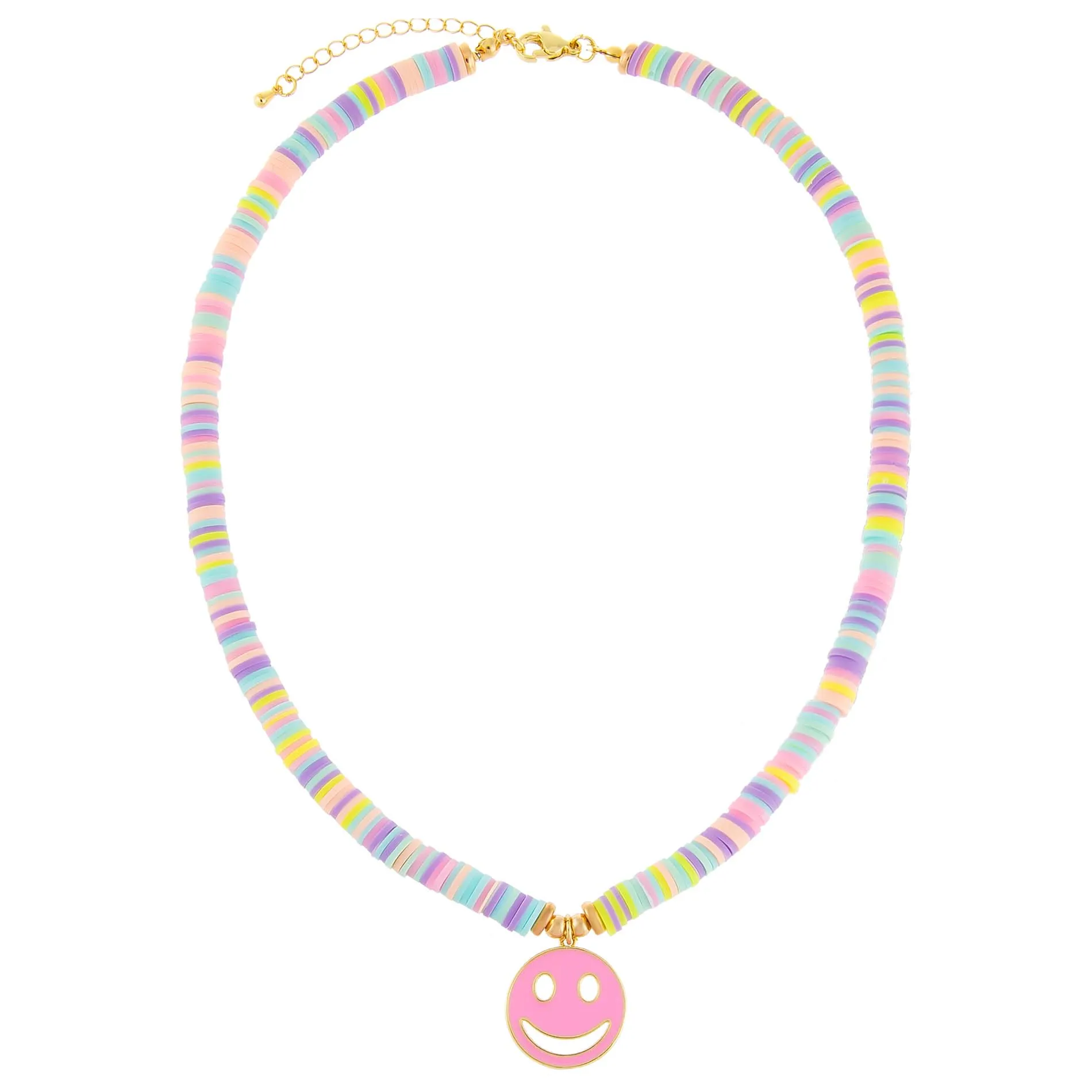Enamel Smiley Face Pastel Beaded Necklace sold by Adina Eden's product image thumbnail 3