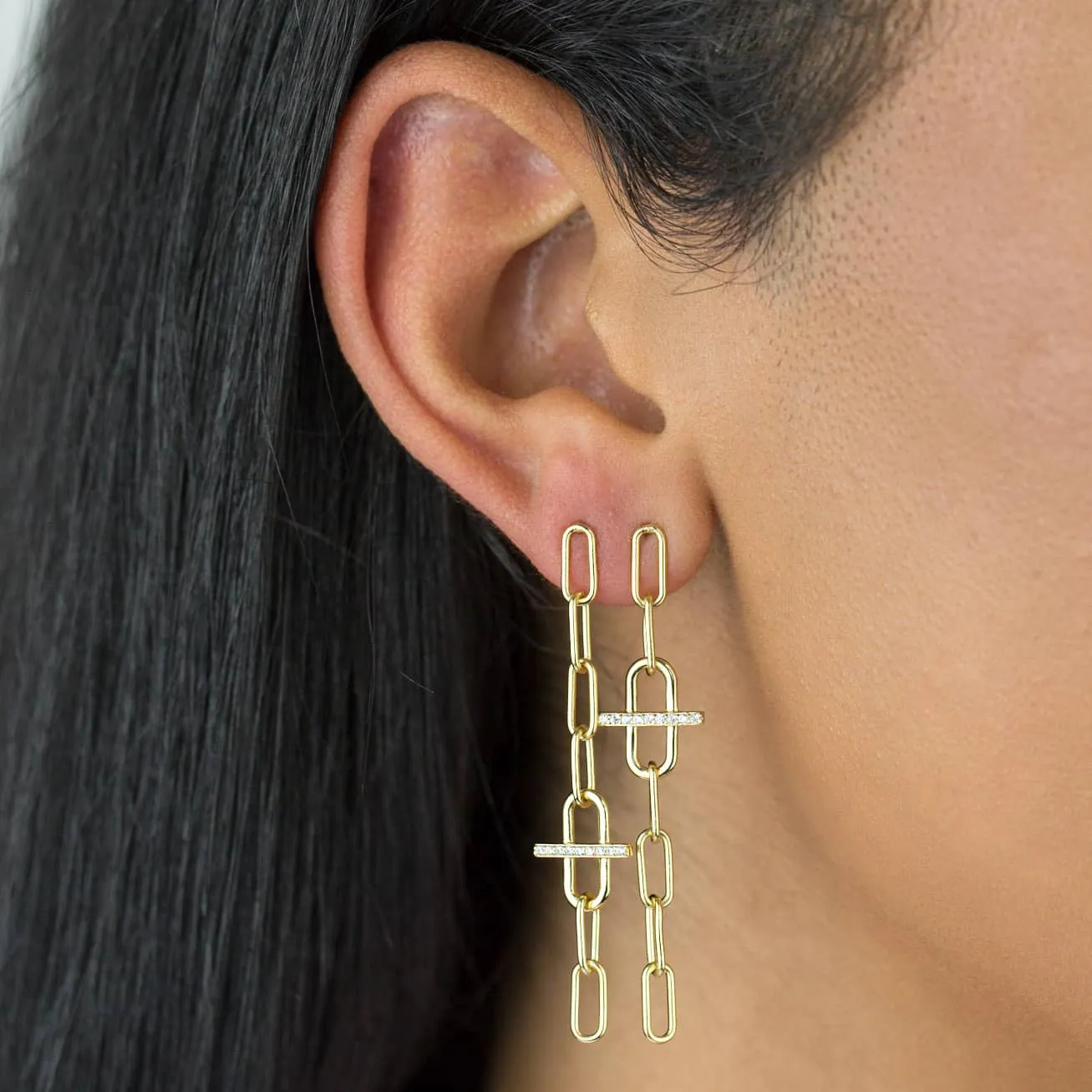 CZ Toggle Link Drop Stud Earring sold by Adina Eden's product image thumbnail 2