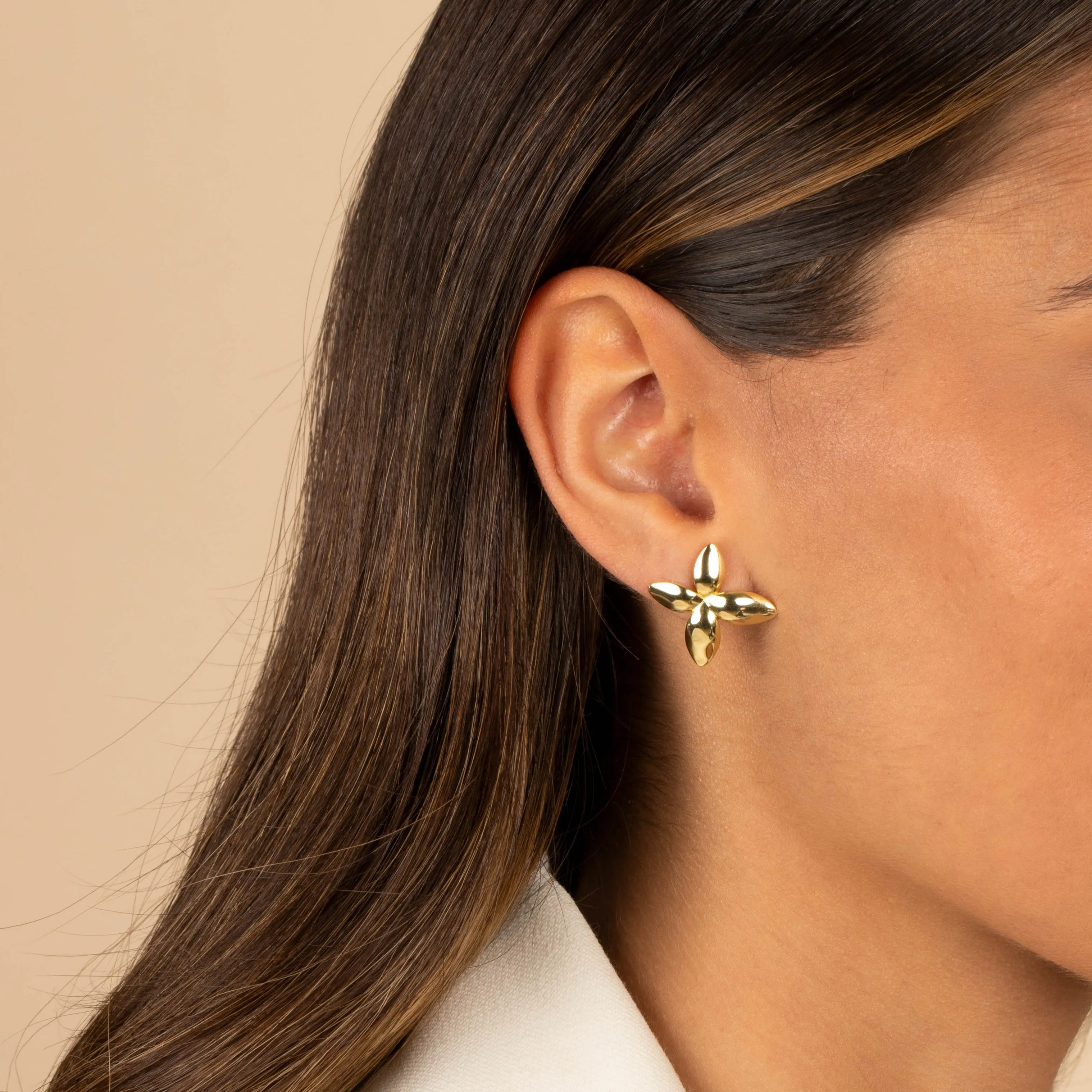 Solid Flower On The Ear Stud Earring sold by Adina Eden's product image thumbnail 2