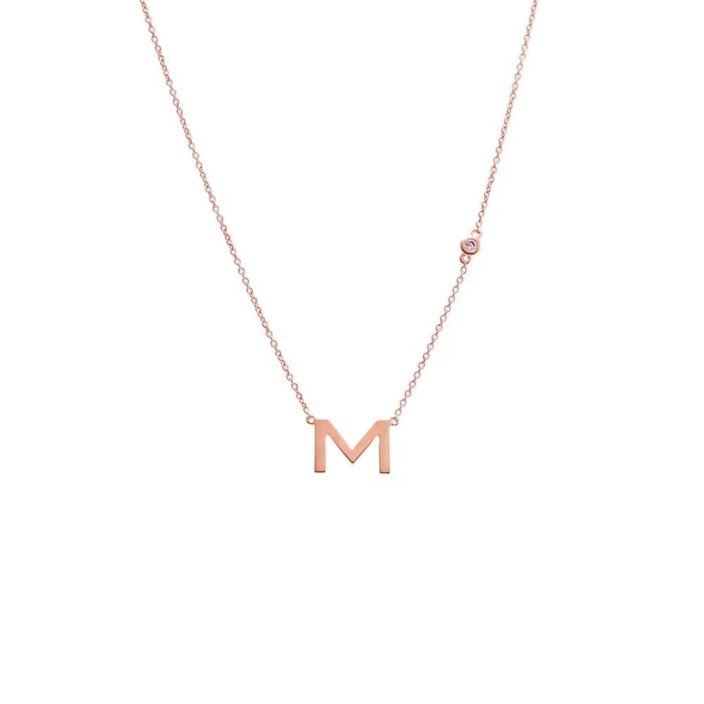 Diamond Bezel X Solid Initial Necklace 14K sold by Adina Eden's product image thumbnail 5