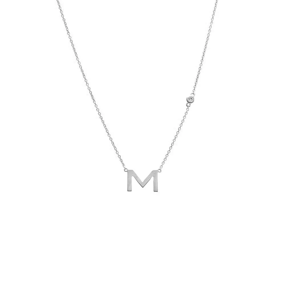 Diamond Bezel X Solid Initial Necklace 14K sold by Adina Eden's product image thumbnail 4
