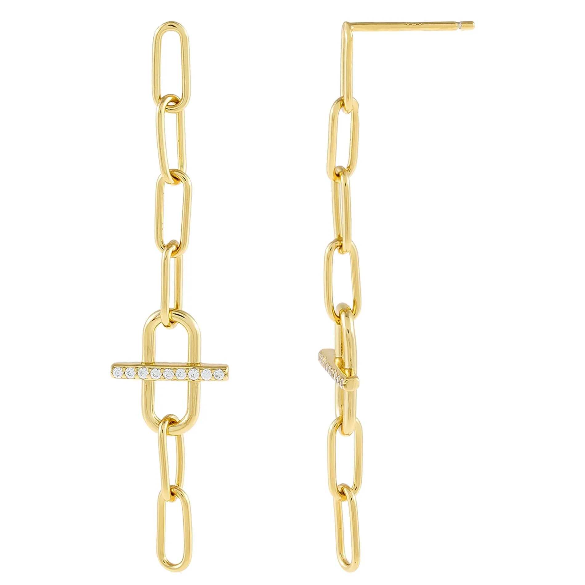 CZ Toggle Link Drop Stud Earring sold by Adina Eden's