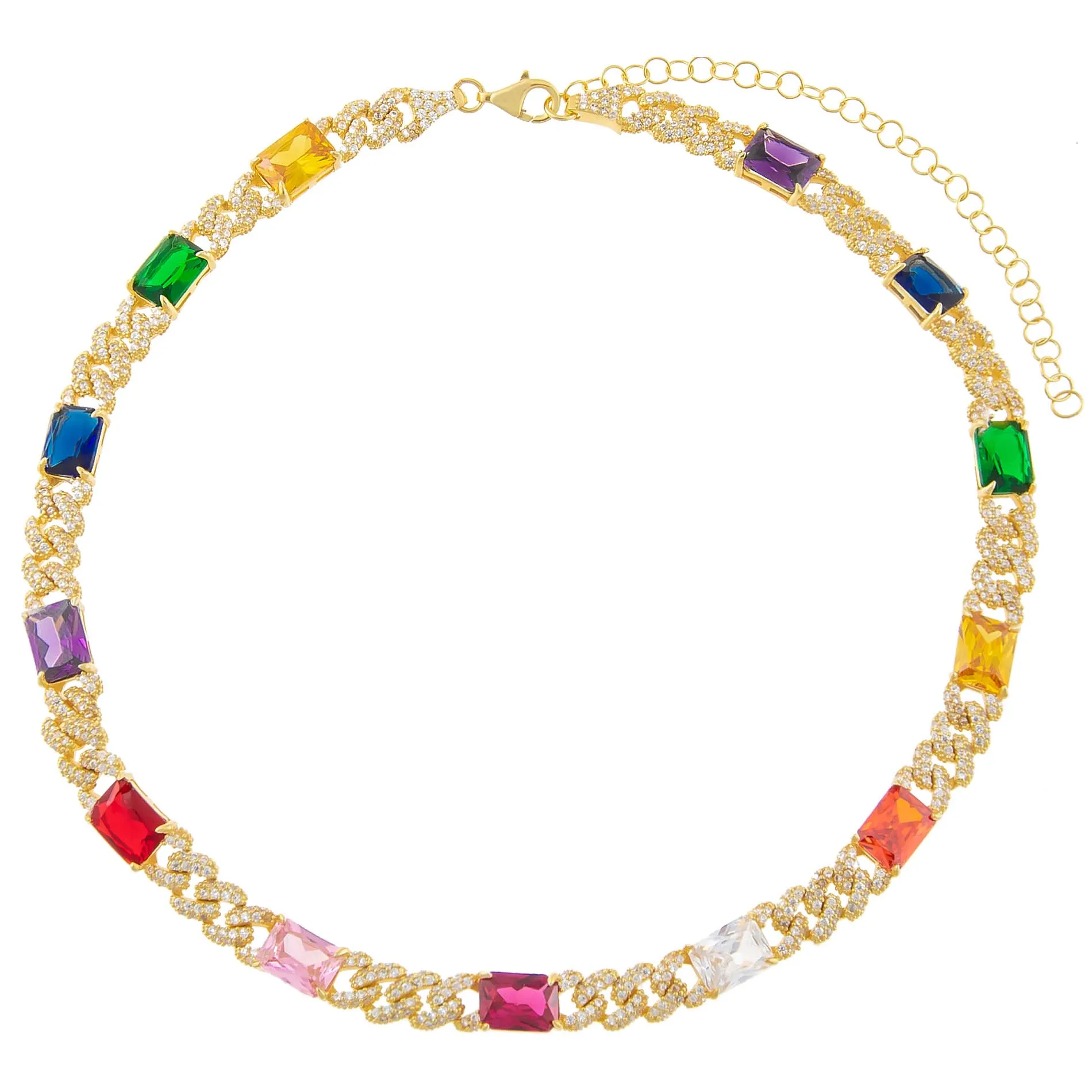 Multi Color Baguette Chain Link Choker sold by Adina Eden's product image thumbnail 2