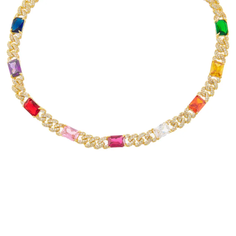Multi Color Baguette Chain Link Choker sold by Adina Eden's