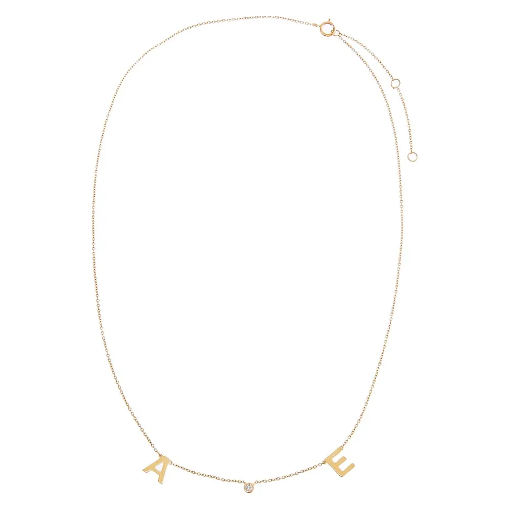 Solid Initial X Diamond Bezel Necklace 14K sold by Adina Eden's product image thumbnail 3