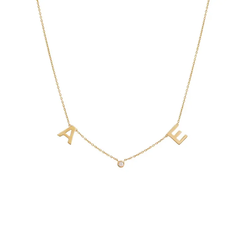 Solid Initial X Diamond Bezel Necklace 14K sold by Adina Eden's